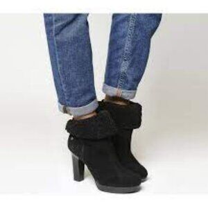 UGG Black Heeled Boots with Cuff